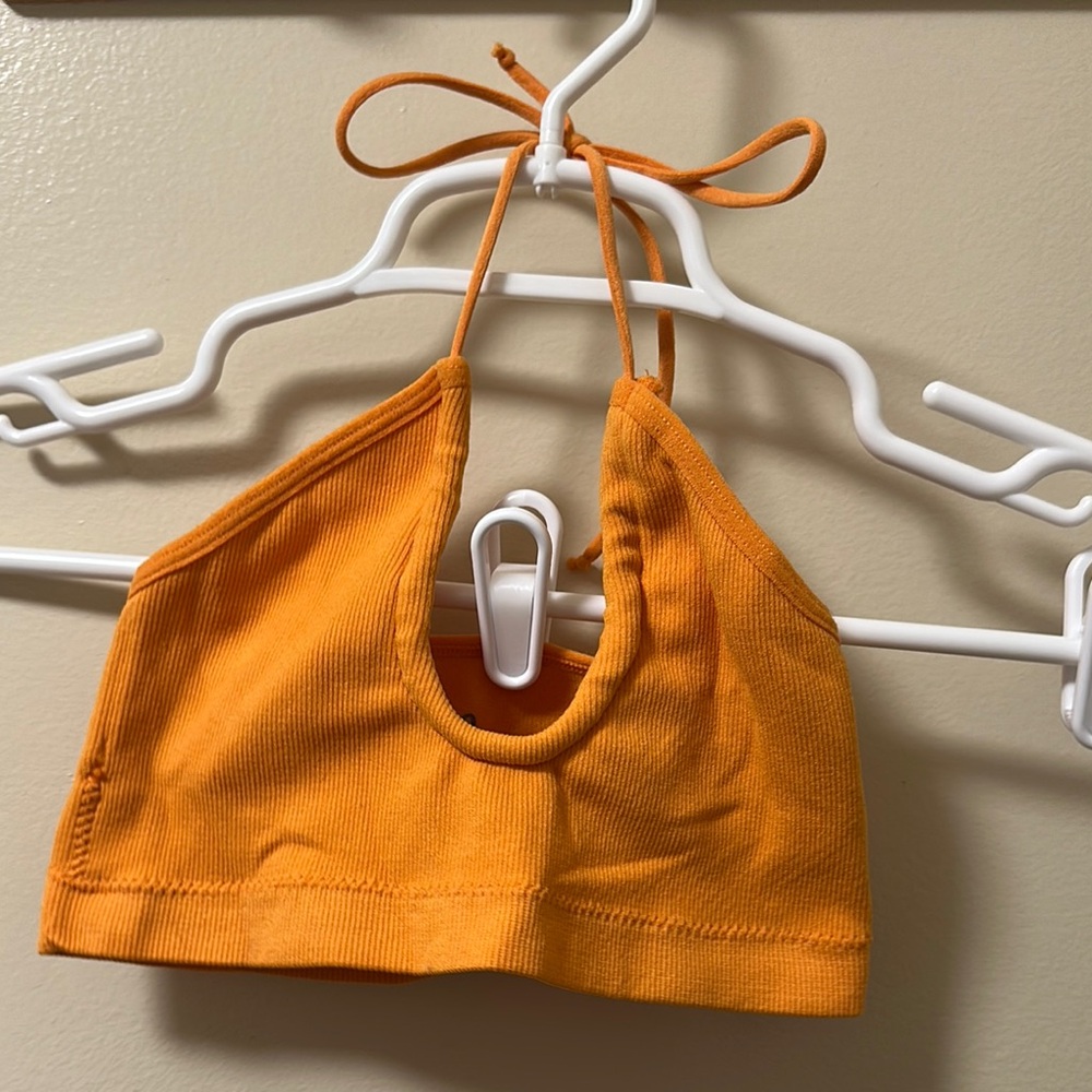 Orange Halter Crop Top